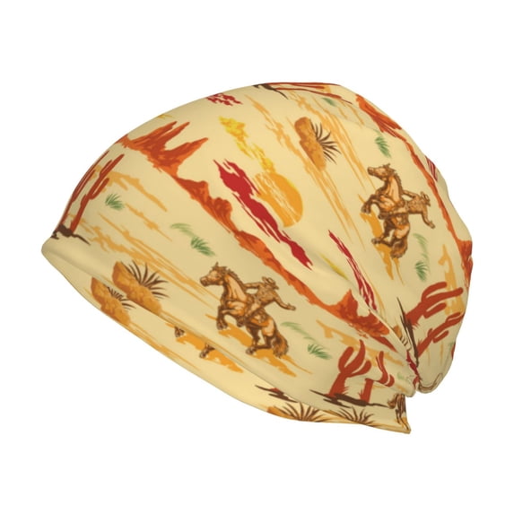 Fuzoiu Wild West Colorful Print Winter Beanie Hat for Men & Women,Warm Knit Cap,Women Windproof Watch Hat,Knit Warm Unisex Beanie
