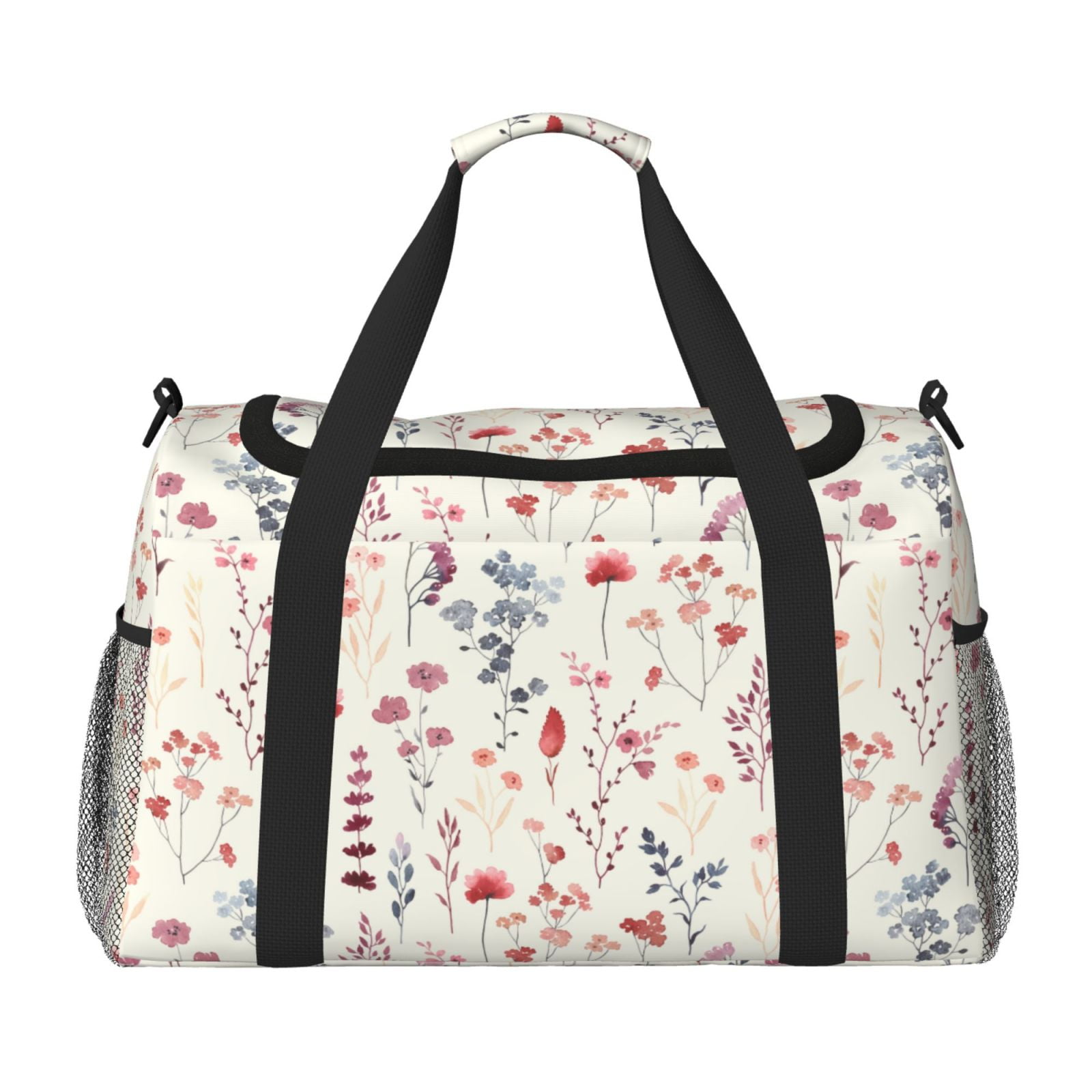 Fuzoiu Wildflower Watercolor 3 Print Travel Duffle Bag,Carry On Tote Bags,Duffel Bag,Sport Gym Bag, Hospital Bag for Labor and Delivery, Overnight Bag,Luggage Bag