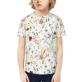 thumbnail image 1 of Fuzoiu Wildflower Watercolor Print Boys' Casual T-Shirt,Crewneck Undershirts,Boys Athletic Shirt,Short Sleeve T-Shirts for Outdoor Play, 1 of 7