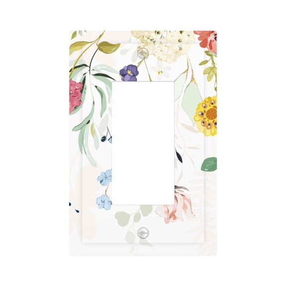 Fuzoiu Wildflowers Print Single Duplex Outlet Cover Plate, Light Switch Cover, for Receptacle Light Switch, Switch Cover Decorative Wallplate-Style U