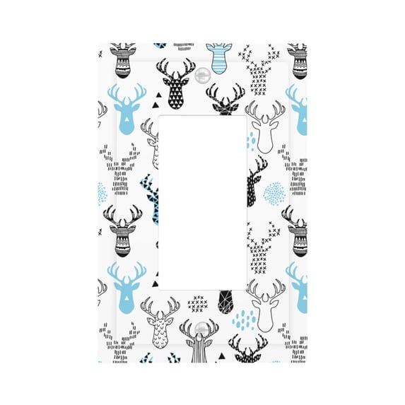 Fuzoiu Winter Art Blue and Black Moose Print Single Duplex Outlet Cover Plate, Light Switch Cover, for Receptacle Light Switch, Switch Cover Decorative Wallplate-Style U