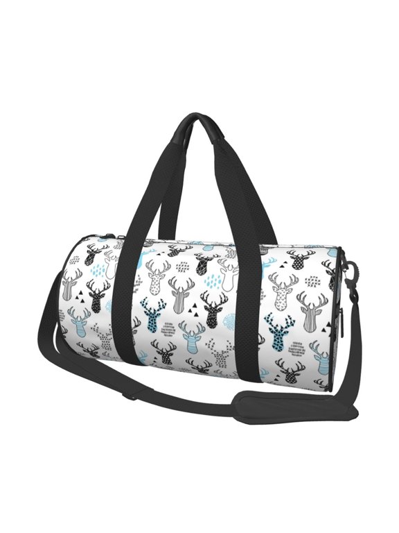 Winter Art Blue and Black Moose Print Travel Bag, Large Capacity Travel Bag, Sports Gym Bag, Travel Duffel Bag, Weekender Overnight Bag for Women and Man