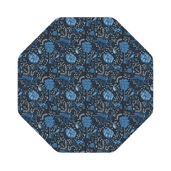 Fuzoiu Winter Blue Forest Deer Print Leather Coasters Set,Drink Coasters Set of 6,for Tabletop Protection, Durable PVC Coasters,Home Décor and Housewarming Gift,Octagon