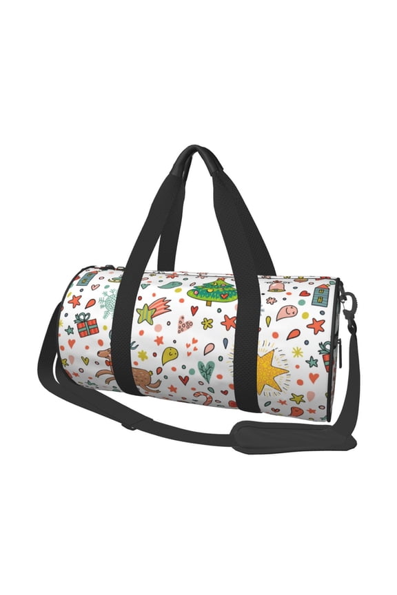 Winter Christmas And New Year Deer Print Travel Bag, Large Capacity Travel Bag, Sports Gym Bag, Travel Duffel Bag, Weekender Overnight Bag for Women and Man