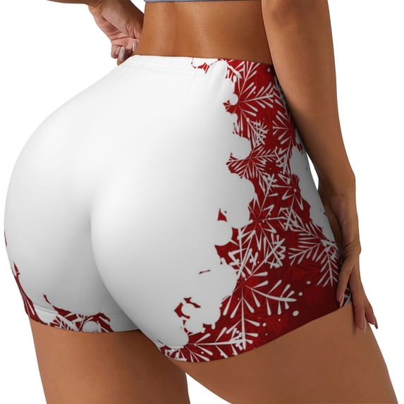 Fuzoiu Winter Christmas Snowflake Print Women's Workout Shorts,Workout Biker Shorts Women,Exercise Fitness Shorts,Scrunch Short, Athletic Shorts for Gym Yoga Running Sport Active-X-Large