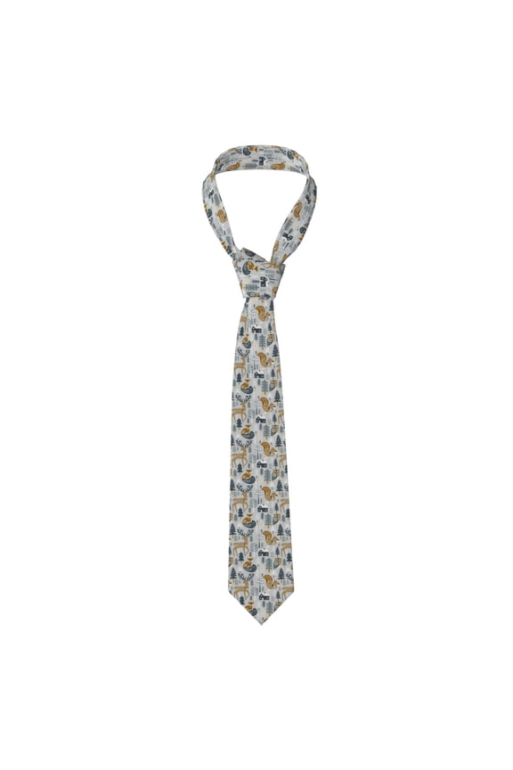 Winter Forest Animals Print Men's Necktie,Business Necktie,Mens Ties for Business Wedding Graduation