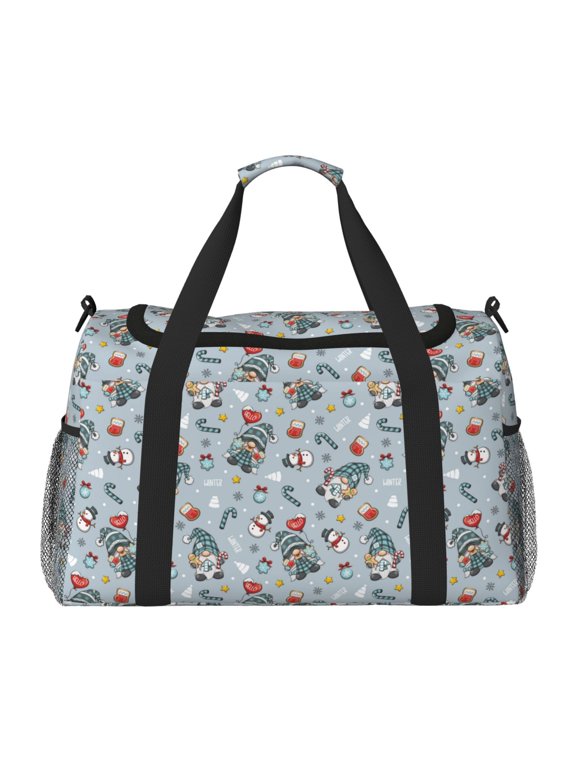 Winter Gnome And Snowman Print Travel Duffle Bag,Carry On Tote Bags,Duffel Bag,Sport Gym Bag, Hospital Bag for Labor and Delivery, Overnight Bag,Luggage Bag