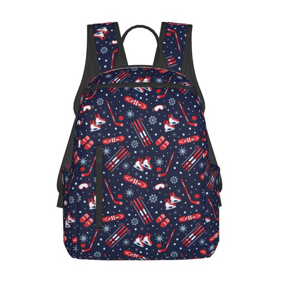 Fuzoiu Winter Skiing Snowflakes Print Lightweight Daypack,Weekender Bag for Men and Women, Travel Backpack with Padded Straps for School, Travel & Work
