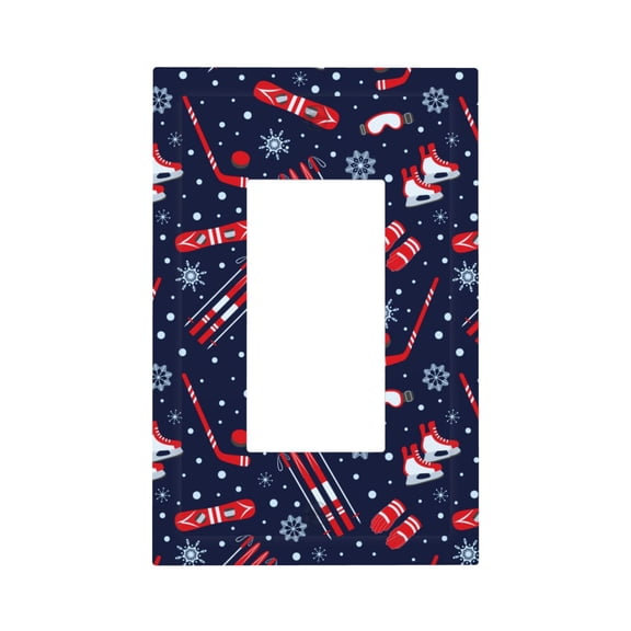 Fuzoiu Winter Skiing Snowflakes Print Single Duplex Outlet Cover Plate, Light Switch Cover, for Receptacle Light Switch, Switch Cover Decorative Wallplate-Style U
