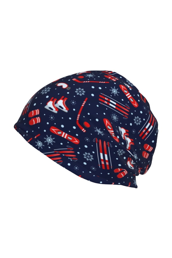 Winter Sports Fun Pattern Print Winter Beanie Hat for Men & Women,Warm Knit Cap,Women Windproof Watch Hat,Knit Warm Unisex Beanie