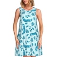 thumbnail image 1 of Fuzoiu Winter Warmth Blue Knitted Print Women's Sleeveless Dress,Summer Dresses for Women,Casual Sundresses,Beach Sleeveless T-shirt Swing Dress with Pockets, 1 of 7