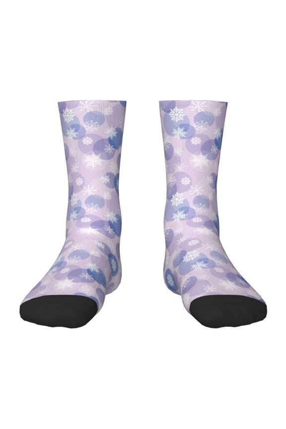 Winter With Snowflakes Print Kids Socks For Boys Girls,Grip Crew Socks with Non Slip,Lightweight Stretch Crew Socks,Toddlers Crew Boot Socks