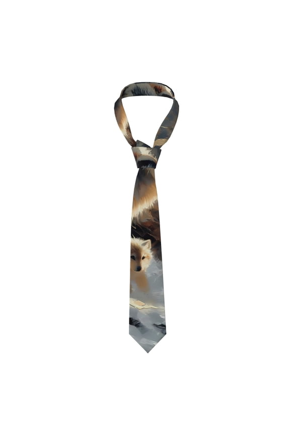 Wolf Family Winter Wonderland Print Men's Necktie,Business Necktie,Mens Ties for Business Wedding Graduation
