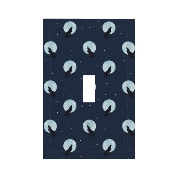 Fuzoiu Wolf And Moon Print Single Duplex Outlet Cover Plate, Light Switch Cover, for Receptacle Light Switch, Switch Cover Decorative Wallplate-Style T