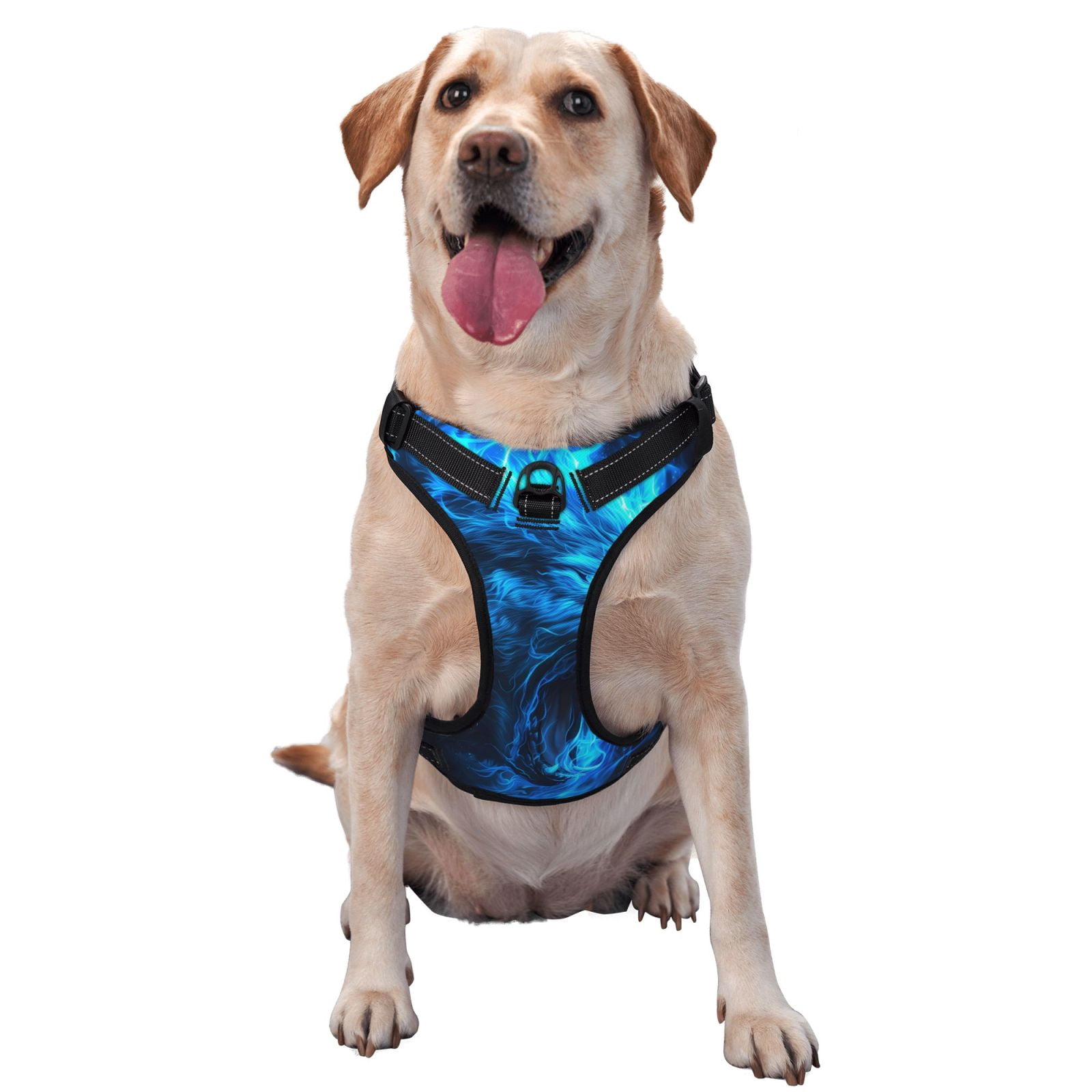 Fuzoiu Wolf Print Reflective Dog Harness,Adjustable, Breathable Pet Vest,Dog Harness No Pull,No Choke Pet Vest for Small, Medium, and Large Dogs-Small