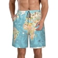 thumbnail image 1 of Fuzoiu World Map With Animals 1 Print Men's Beach Shorts,Men's Swim Trunks,Quick Dry Board Shorts with Pockets,Men's Bathing Suits for Surfing, Running, and Casual Wear-Large, 1 of 6