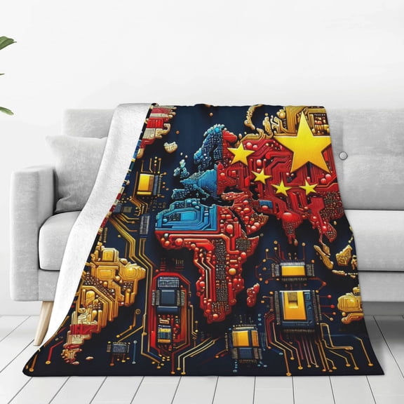 Fuzoiu World Map Of Digital Circuits Print Ultra-Soft Micro Fleece Blanket,All Seasons Flannel Throw, Lightweight Blanket for Bed, Sofa, Couch, Movie Night, Camping, and Travel-40"x30"