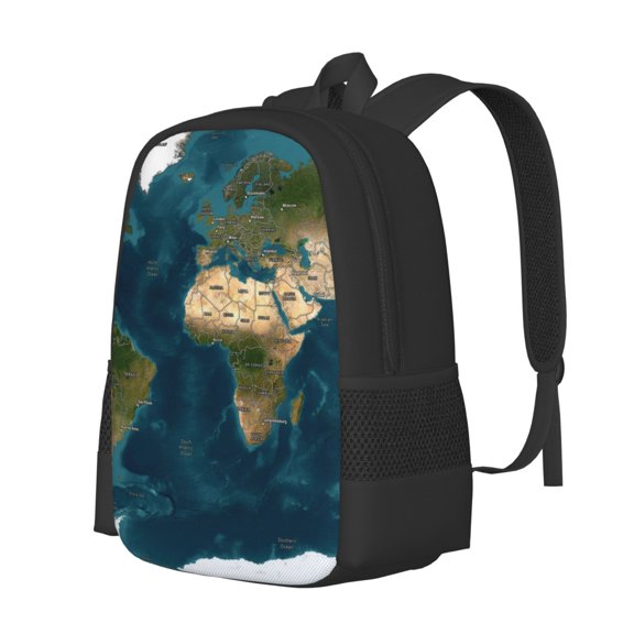 Fuzoiu World Map Print Large Capacity Backpack,Travel Backpack,Laptop Bag,College School Rucksack Bag,for School, Travel & Outdoor Activities