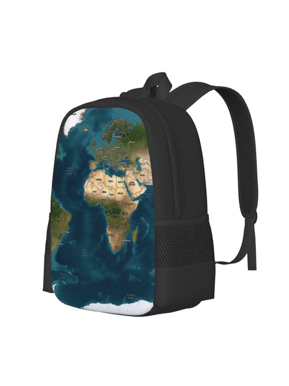 World Map Print Large Capacity Backpack,Travel Backpack,Laptop Bag,College School Rucksack Bag,for School, Travel & Outdoor Activities