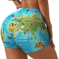 thumbnail image 1 of Fuzoiu World Map With Animals Landmarks Print Women's Workout Shorts,Workout Biker Shorts Women,Exercise Fitness Shorts,Scrunch Short, Athletic Shorts for Gym Yoga Running Sport Active-X-Large, 1 of 8