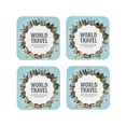 thumbnail image 1 of Fuzoiu World Travel Print Leather Coasters Set,Drink Coasters Set of 4,for Tabletop Protection, Durable PVC Coasters,Home Décor and Housewarming Gift-Square, 1 of 6