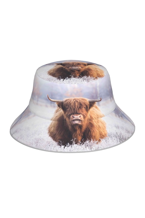 Yak Print Reflective Bucket Hat,Outdoor Hat for Men and Women,Bucket Hat for Travel Fishing Hunting Summer Camp