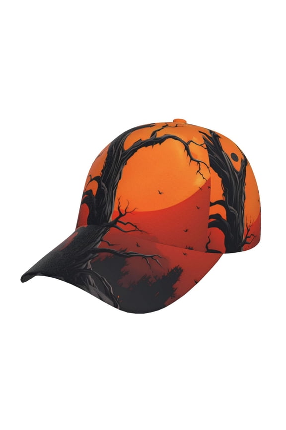 Yellow Castle Sunset Tree Print Adjustable Baseball Cap for Men and Women, Unisex Sports Hat, Sun Protection Hat for Running Workouts and Outdoor Activities All Seasons