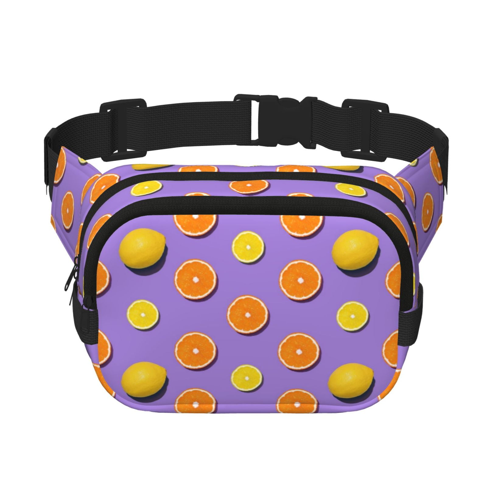 Fuzoiu Yellow Lemon And Orange Print Unisex Square Double Layer Waist Bag,Crossbody Fanny Pack Travel Workout Accessory