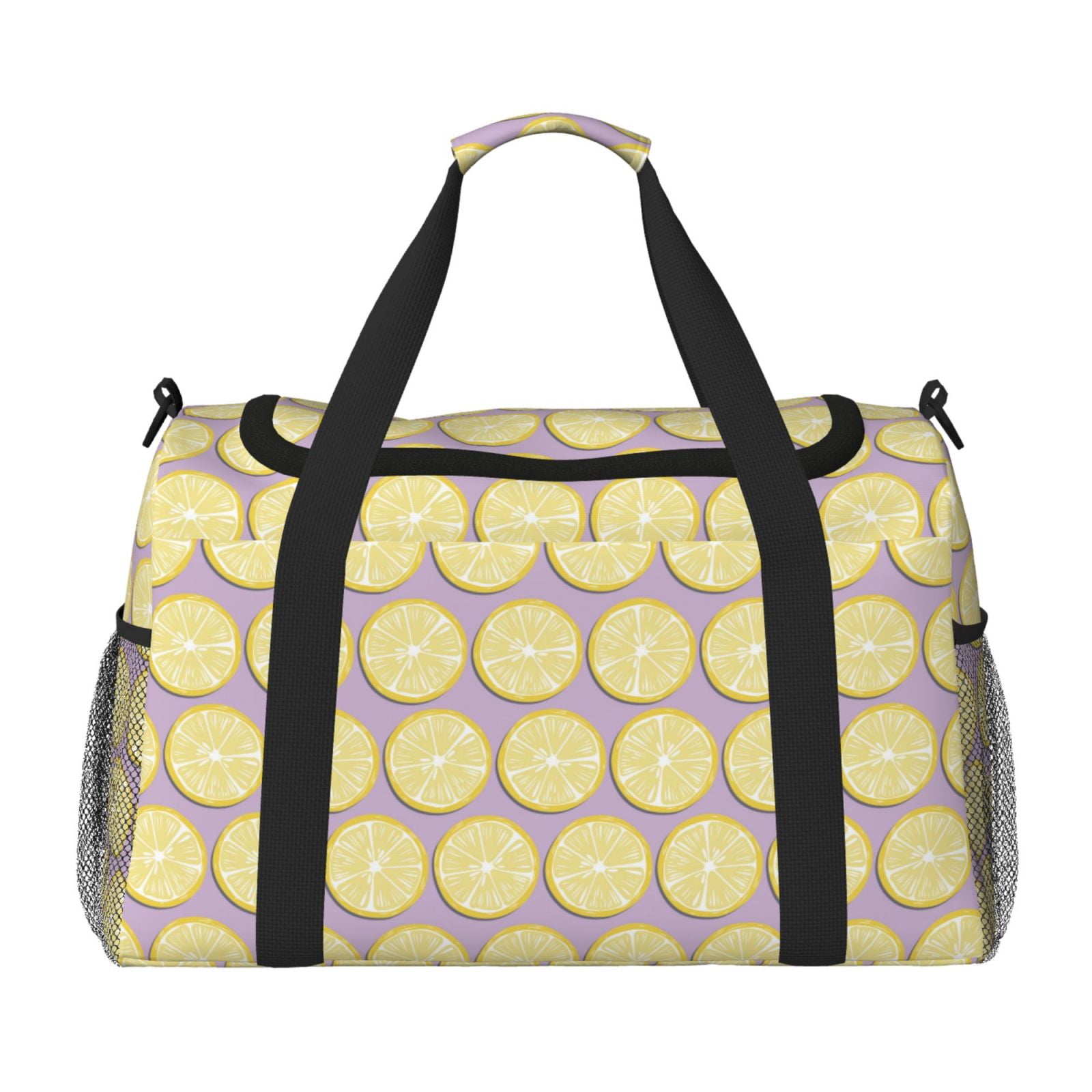 Fuzoiu Yellow Lemon Slices Print Travel Duffle Bag,Carry On Tote Bags,Duffel Bag,Sport Gym Bag, Hospital Bag for Labor and Delivery, Overnight Bag,Luggage Bag
