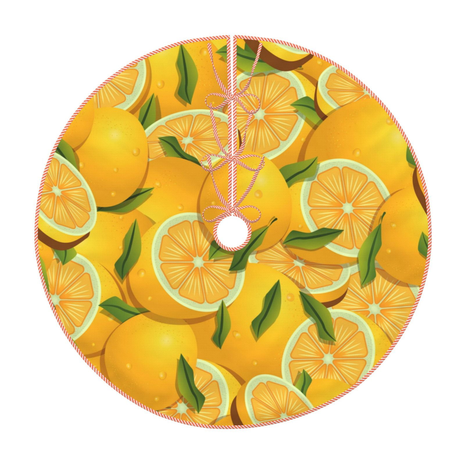 Fuzoiu Yellow Limes Print Christmas Tree Skirt,Xmas Christmas ...