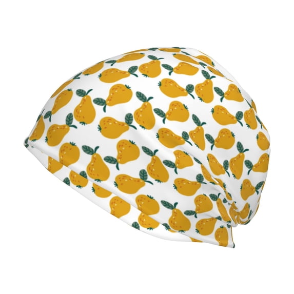 Fuzoiu Yellow Pears Print Winter Beanie Hat for Men & Women,Warm Knit Cap,Women Windproof Watch Hat,Knit Warm Unisex Beanie