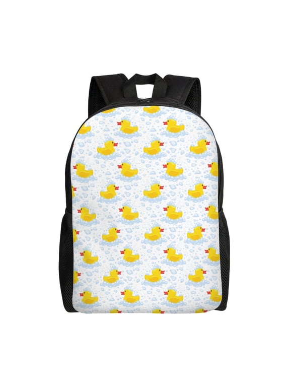 Yellow Rubber Duck Print Laptop Backpack,Work Business Backpacks, Large Capacity Nurse Bag College Bookbag for School, Waterproof Casual Daypack for Travel