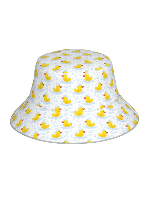 Yellow Rubber Duck Print Reflective Bucket Hat,Outdoor Hat for Men and Women,Bucket Hat for Travel Fishing Hunting Summer Camp