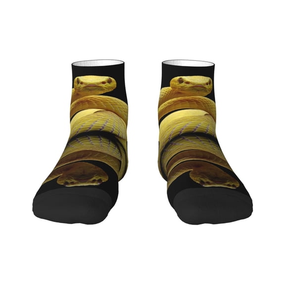 Fuzoiu Yellow White-Lipped Pit Viper Print Adult Socks, Crew Moisture-wicking Socks, Unisex Cushion Crew Socks,Casual Sports Ankle Socks