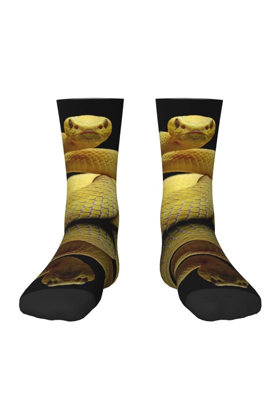 Yellow White-Lipped Pit Viper Print Kids Socks For Boys Girls,Grip Crew Socks with Non Slip,Lightweight Stretch Crew Socks,Toddlers Crew Boot Socks
