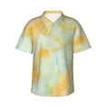 thumbnail image 1 of Fuzoiu Yellow With Teal Marble Print Hawaiian Shirt for Men, Summer Beach Casual Short Sleeve Button Down Shirts, Men’s Beach Summer Shirts with Pocket,3X-Large, 1 of 7
