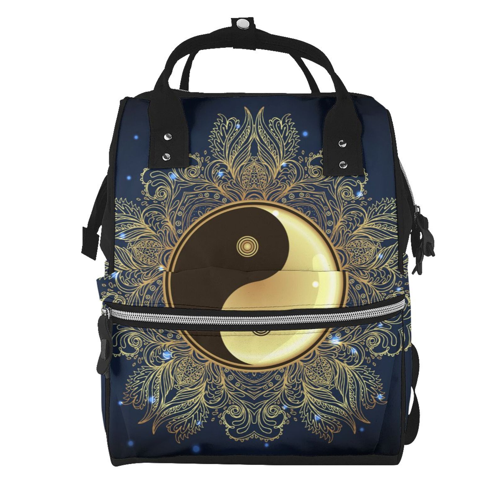 Fuzoiu Yin And Yang Mandala Print Diaper Bag Backpack,Baby Essentials Travel Tote,Multi function Waterproof Diaper Bag, Travel Essentials Baby Bag - Unisex