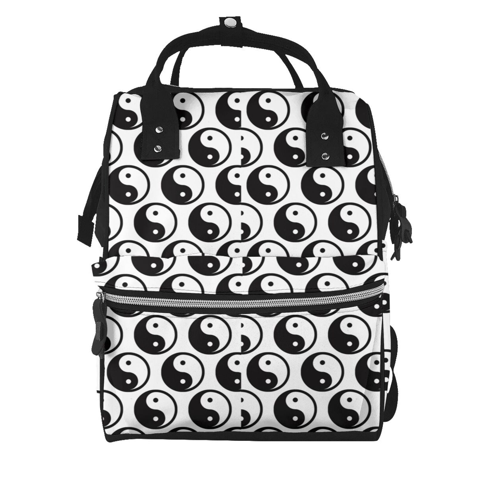 Fuzoiu Yin Yang Print Diaper Bag Backpack,Baby Essentials Travel Tote,Multi function Waterproof Diaper Bag, Travel Essentials Baby Bag - Unisex