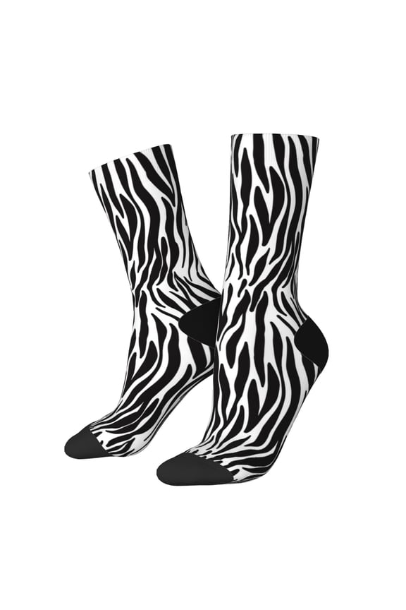Zebra Print Athletic Crew Socks for Men & Women,Casual Crew Socks,Above Ankle Crew Socks for Business, Casual