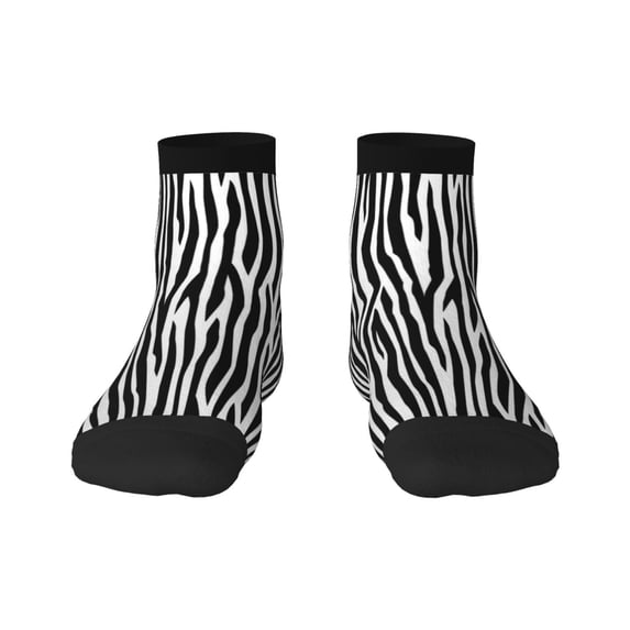 Fuzoiu Zebra Skin Print Adult Socks, Crew Moisture-wicking Socks, Unisex Cushion Crew Socks,Casual Sports Ankle Socks