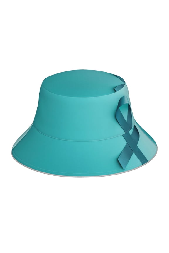 a Teal Ribbonin Print Reflective Bucket Hat,Outdoor Hat for Men and Women,Bucket Hat for Travel Fishing Hunting Summer Camp