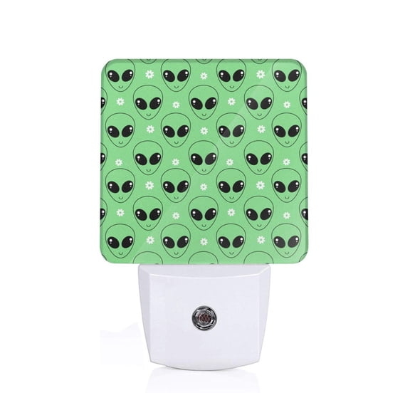 Fuzoiu alien cartoons Print Dusk to Dawn LED Night Light with Light Sensor, Energy-Efficient Touch-Safe Night Lamp for Home, Office, and Kids' Rooms-US