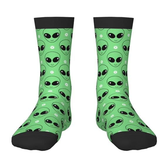 Fuzoiu alien cartoons Print Kids Socks For Boys Girls,Grip Crew Socks with Non Slip,Lightweight Stretch Crew Socks,Toddlers Crew Boot Socks