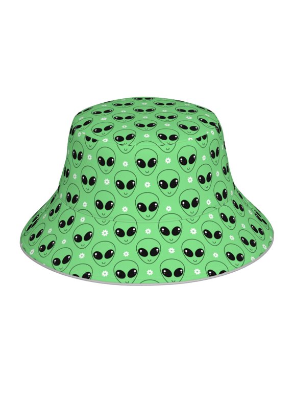 alien cartoons Print Reflective Bucket Hat,Outdoor Hat for Men and Women,Bucket Hat for Travel Fishing Hunting Summer Camp