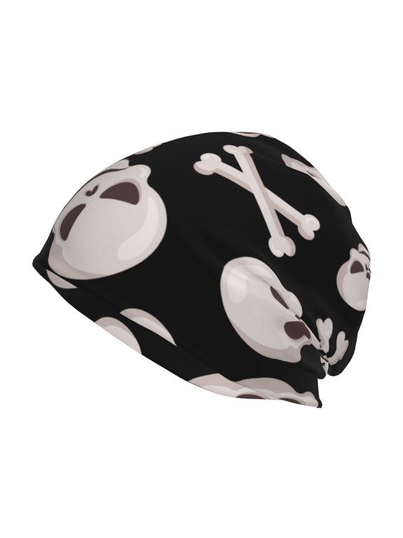 black white Skull bone Print Winter Beanie Hat for Men & Women,Warm Knit Cap,Women Windproof Watch Hat,Knit Warm Unisex Beanie