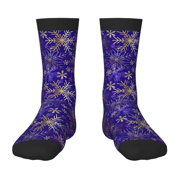 Fuzoiu blue purple Snowflake Print Kids Socks For Boys Girls,Grip Crew Socks with Non Slip,Lightweight Stretch Crew Socks,Toddlers Crew Boot Socks