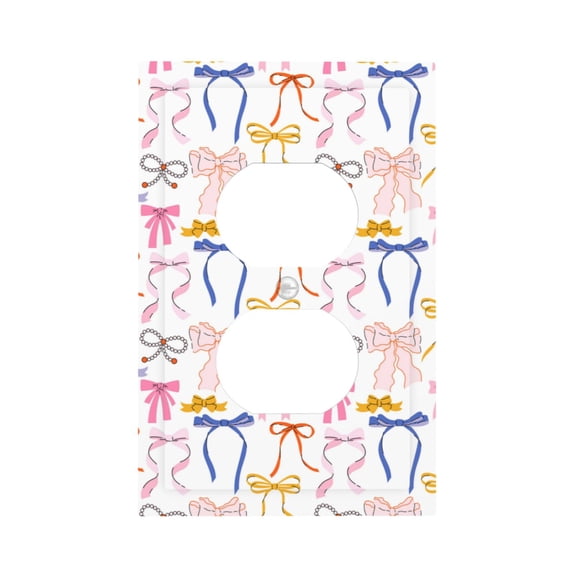 Fuzoiu bow ribbons Print Single Duplex Outlet Cover Plate, Light Switch Cover, for Receptacle Light Switch, Switch Cover Decorative Wallplate-Style S