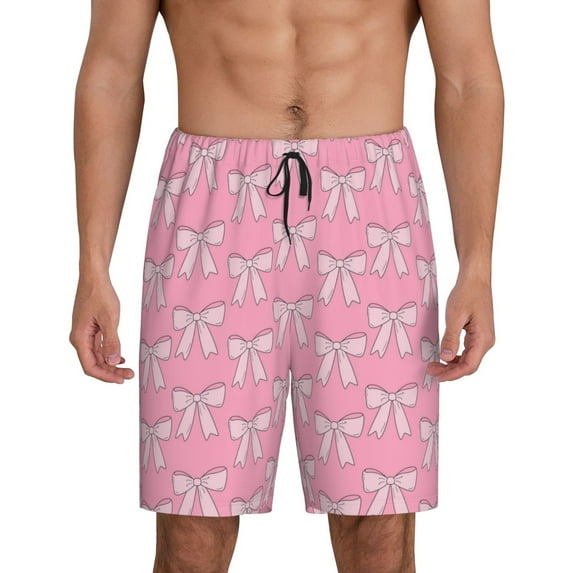 Fuzoiu bows Print Pajama Shorts for Men, Men's Pajama Bottoms,Mens Lounge Sleepwear,Pajama Pants with Pocket-Small
