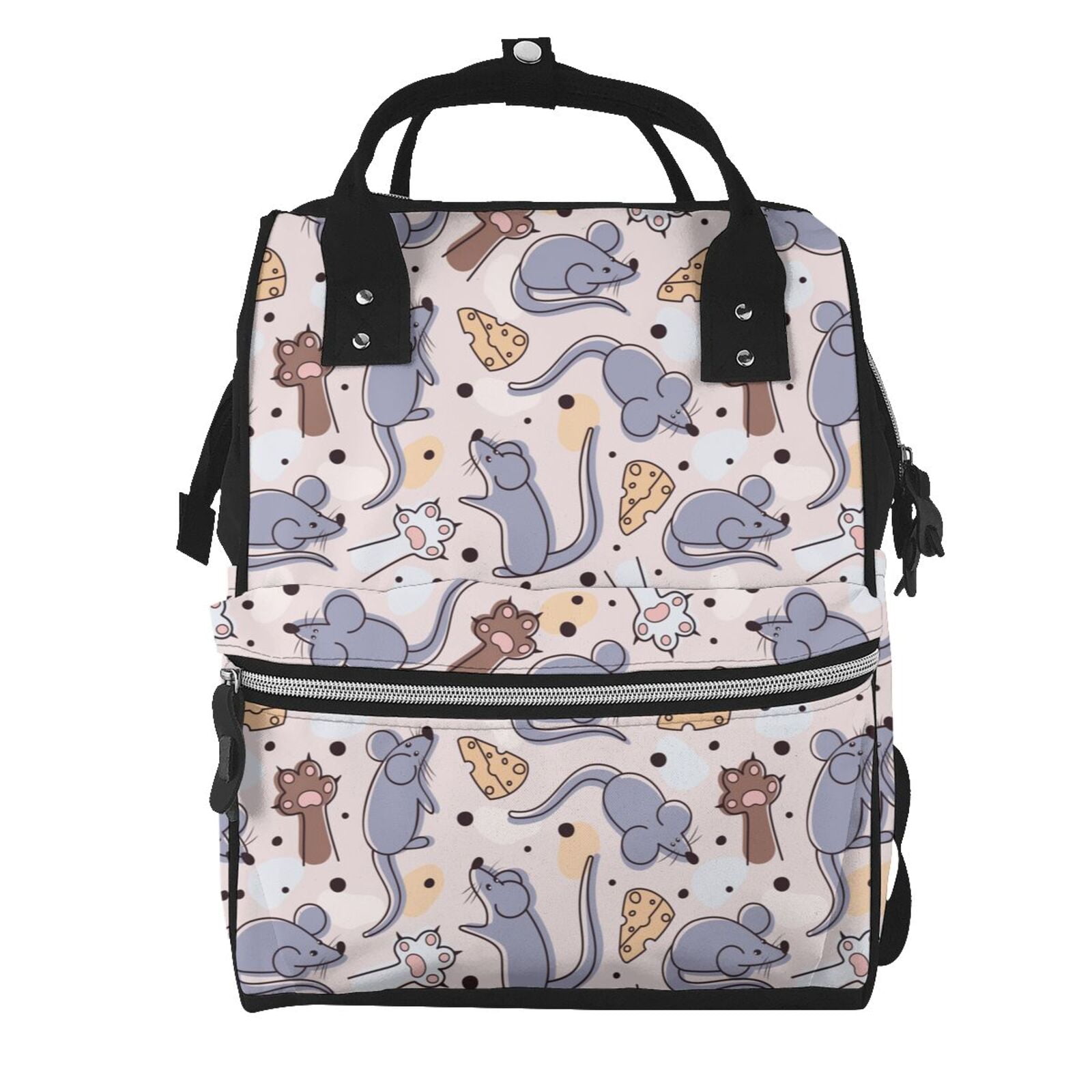 Fuzoiu cartoon mouse Print Diaper Bag Backpack,Baby Essentials Travel Tote,Multi function Waterproof Diaper Bag, Travel Essentials Baby Bag - Unisex