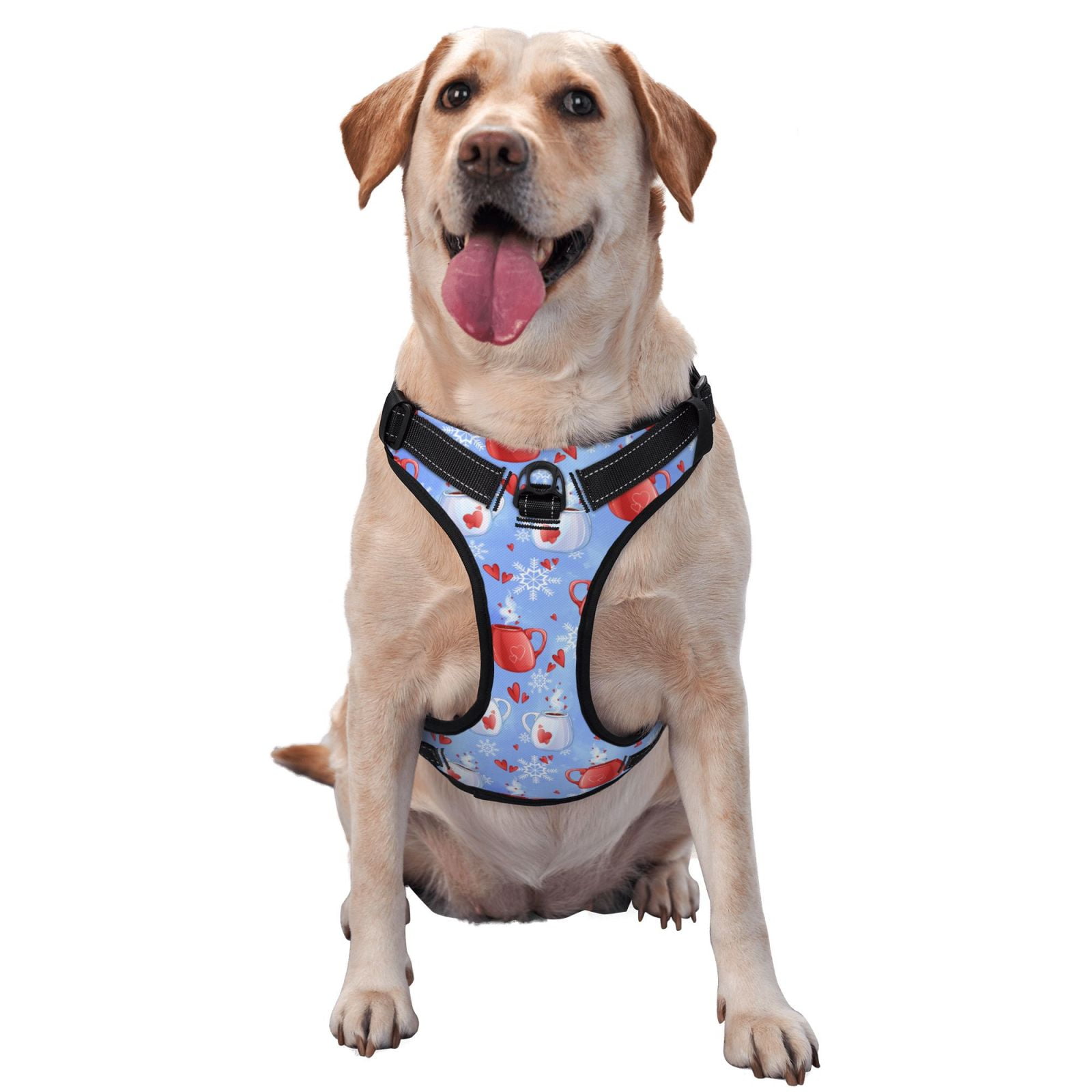 Fuzoiu coffee love cup winter Print Reflective Dog Harness,Adjustable, Breathable Pet Vest,Dog Harness No Pull,No Choke Pet Vest for Small, Medium, and Large Dogs-Small